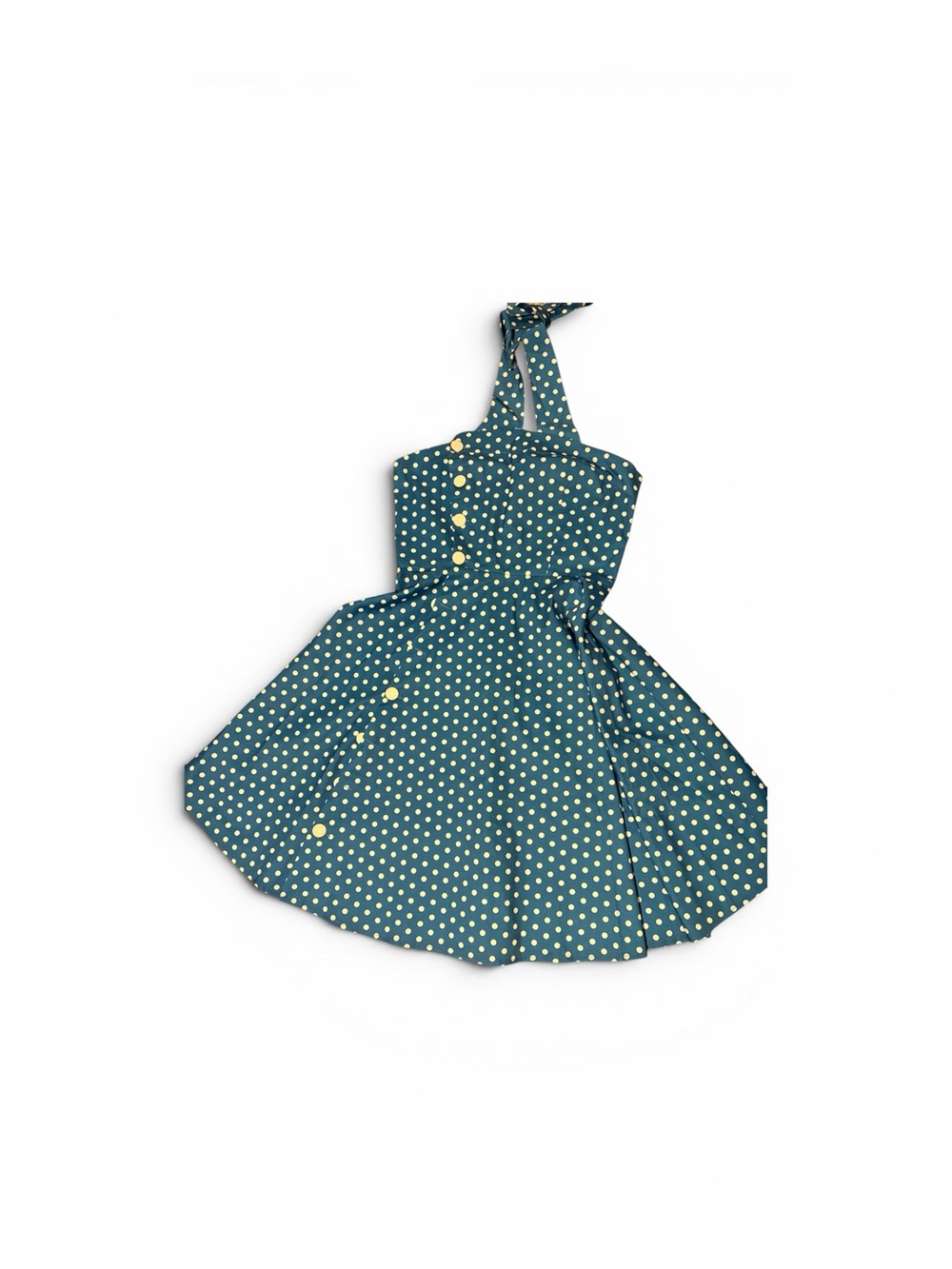 Teal Polka Dot One-Shoulder Dress